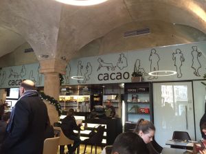 Inside of Cacao, note the ceiling
